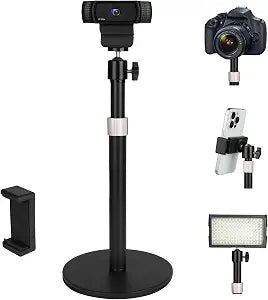 Mippko Webcam Camera Stand Phone Holder for Desk,1/4"-20 Threaded Compatible with Logitech Webcam C920 / C920S / C920x / C922 / C922x / C925e / C930 / C930e / C615 / C960,DSLR Camera/Smartphone