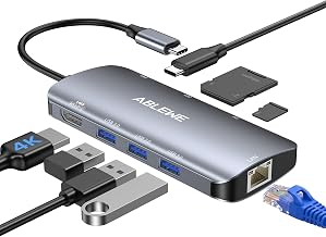 ABLEWE USB C Hub Ethernet 8-in-1, Multiport USB C to HDMI Hub, 4K@60Hz,1000Mbps, 100W PD, 3 USB 3.0 Ports, Docking Station Compatible with MacBook Pro/Air, Tablet, Phone, Type C Devices - Image 1