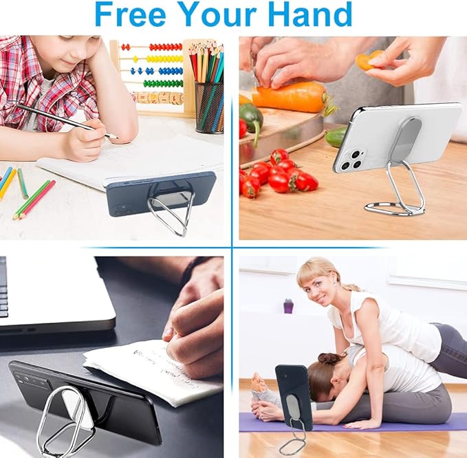 Phone Ring Holder Finger Kickstand, Foldable 360° Rotation Cellphone Grip for Desk, Office Desktop, Cell Phone Stand Compatible with iPhone Smartphones Tablets (with Magnetic Car Mount)