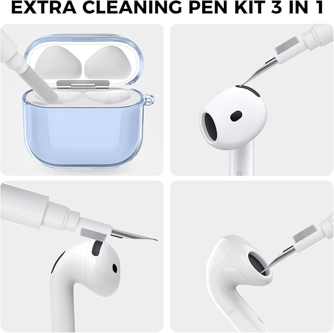 AhaStyle Clear Airpods 4 Case Cover with Cleaning Kit [Anti-Yellowing] Soft TPU Protective Covers Skin Designed for Apple AirPods 4th Generation 2024 Support USB-C Charging Case and Wireless Charging