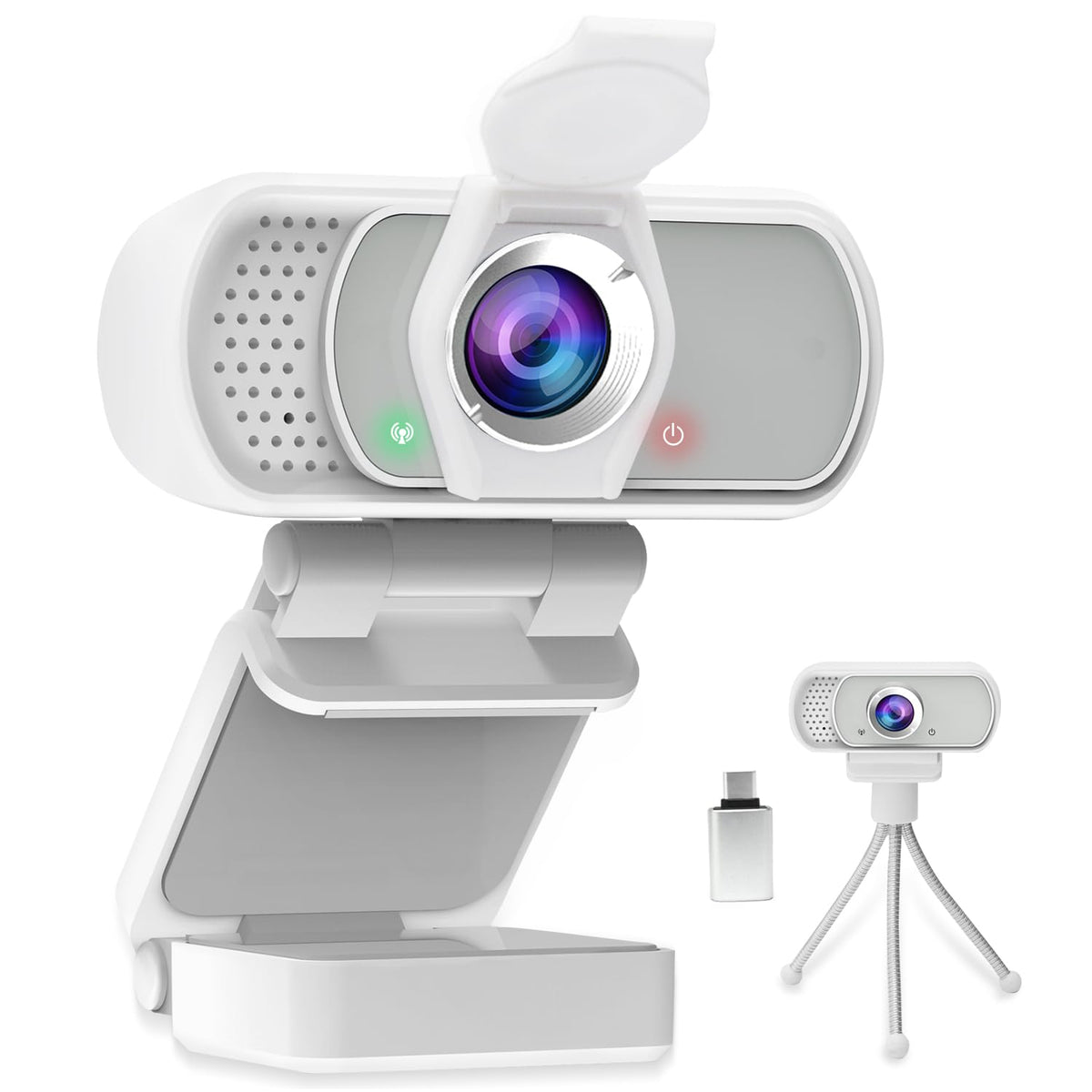 Webcam USB-C 1080P with Microphone&Privacy Cover&Tripod 110° for PC