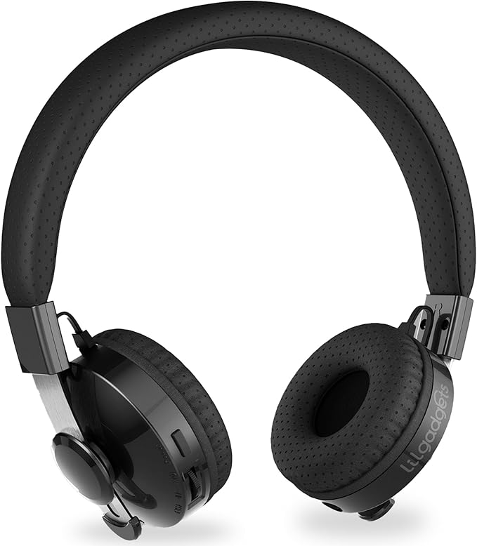 LilGadgets Untangled Pro On-Ear Kids Headphones - Black, Ages 4+, Volume-Limited - Bluetooth & Wired Earphones with SharePort, SoftTouch Padding, 3.5mm Cord, Built-in Mic, 12H Battery