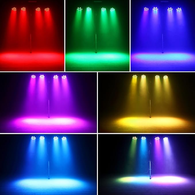 Rechargeable Stage Par Lights U`King RGB 36 LED Uplights Battery Powered with RGB 36W DJ Uplights Sound Activated Remote Control for Wedding DJ Disco Events Halloween Church Live Party