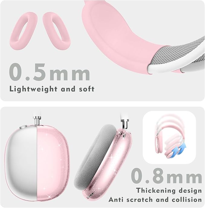 for AirPods Max case Cover,Anti-Scratch Ear Pad Case Cover/Ear Cups Cover/Headband Cover for AirPods Max. Clear Soft TPU and Silicone,Skin Scratch Proof.