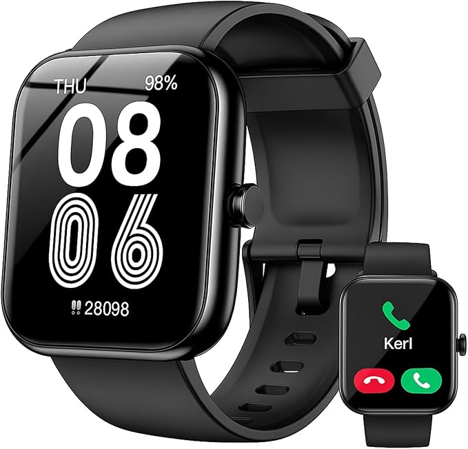 Smart Watch with Alexa Built-in, 1.83" HD Touchscreen, Digital Bluetooth Calling, IP68 Waterproof Fitness Tracker, 120+ Sports Modes, 24/7 Heart Rate/Sleep Monitor for iPhone Android (Black)