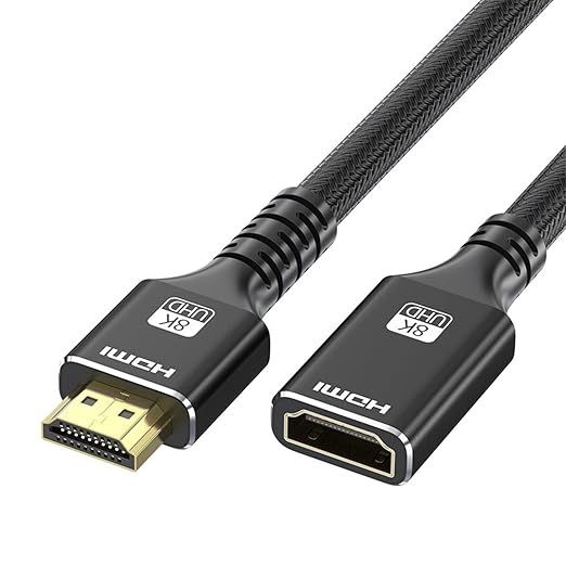 8K Short HDMI Extendsion Cable 1 FT, 4K@120Hz HDMI 2.1 Extender Male to Female Cord Adapter, Supports 48Gbps, Dolby, eARC, Compatible with TV Stick, HDTV, Xbox, PS5, PS4, Laptop