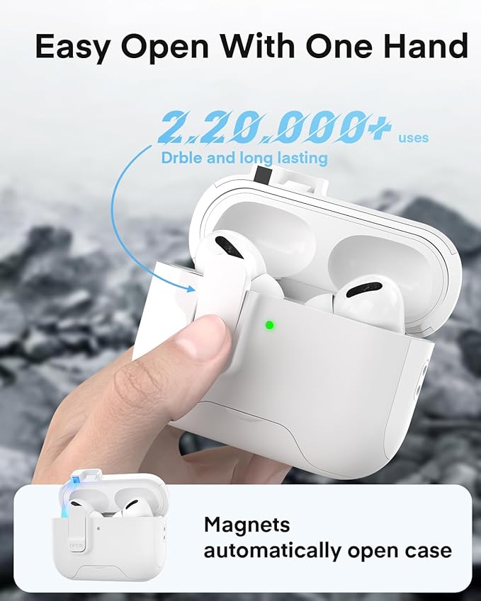 Maxjoy for AirPods Pro 3 Protective Case with Cleaning Kit, Military Hard Case with Lock Shock-Absorbing, Double White
