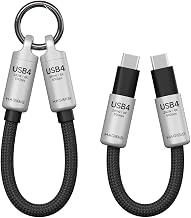 Hagibis USB4 Cable Portable Keychain 0.5ft, 80Gpbs 240W 8K@60Hz Short C to C Cable Lanyard Type-C Cable for iPhone 17 16 15 Pro Max, iPad Pro, Thunderbolt 5/4/3, External SSD (Silver) - Image 1