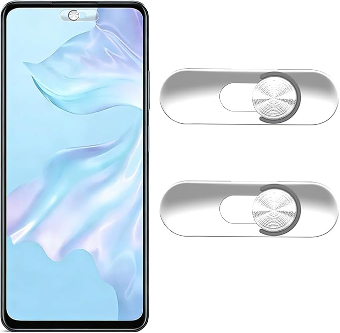Front Camera Covers Compatible with Galaxy/iPad/Pixel | Smartphone Webcam Cover | Camera Blocker for Privacy and Safety | 2Pack | Silver
