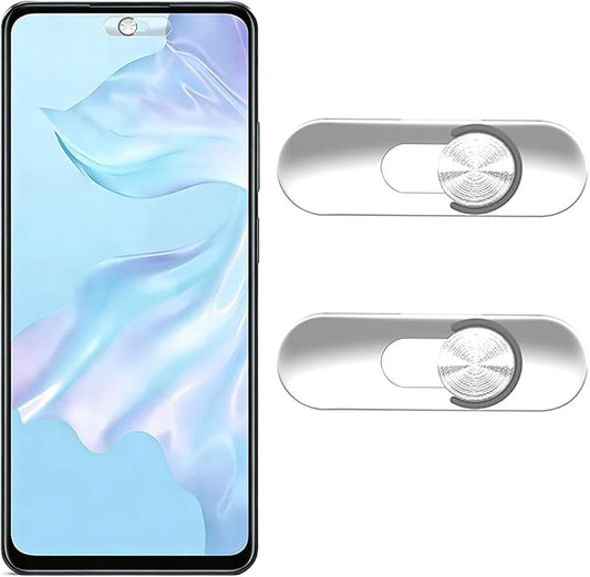 Front Camera Covers Compatible with Galaxy/iPad/Pixel | Smartphone Webcam Cover | Camera Blocker for Privacy and Safety | 2Pack | Silver