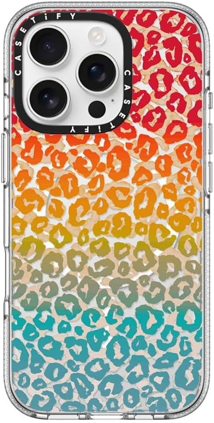 CASETiFY Clear iPhone 16 Pro Case [Not Yellowing / 6.6 ft. 3X Military Grade Drop Protection/Compatible with Magsafe] - Cheeky Cheetah Vibrant Rainbow - Clear