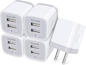 5Pcs USB Plug, Wall Charger Fast Charging Block, Power Adapter Cube 2 Port