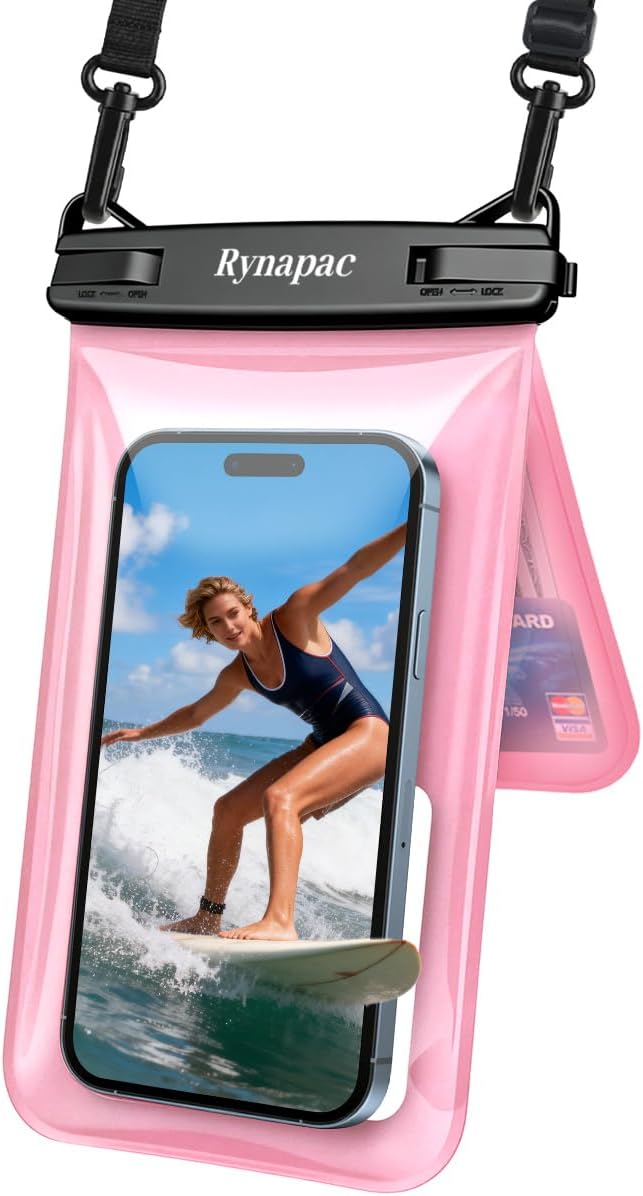 IPX8 Waterproof Phone Pouch Floating, [Up to 8.5''] Double Space Waterproof Phone Case with Lanyard for iPhone 17 16 15 Pro Max, Cell Phone Dry Bag for Beach Travel Cruise Ship Essentials