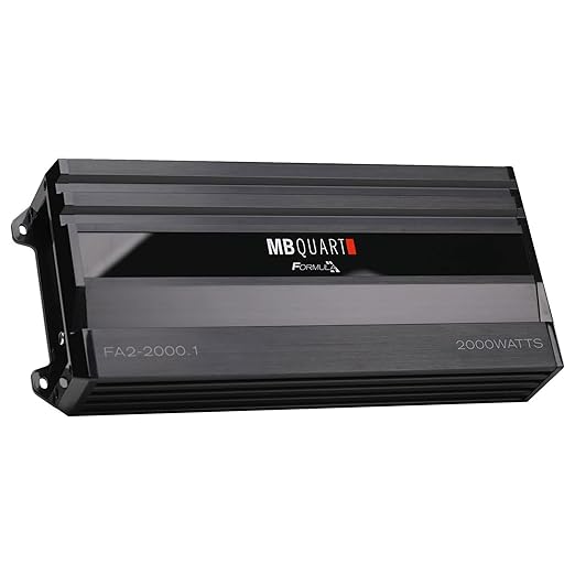 MB Quart Formula 2,000 Watt 1 Ohm Stable Mono Full Range Class Q1 Car Audio Mobile Amplifier with Bass Remote, FA2-2000.1, Black