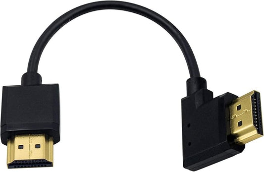 Duttek 4K Short HDMI Cable, Left Angle HDMI to HDMI Male to Male Cable 0.15M/6 Inch, Supports 1080P, Compatible with TV, Laptop, Gaming Console, PC Black and Gold Tone