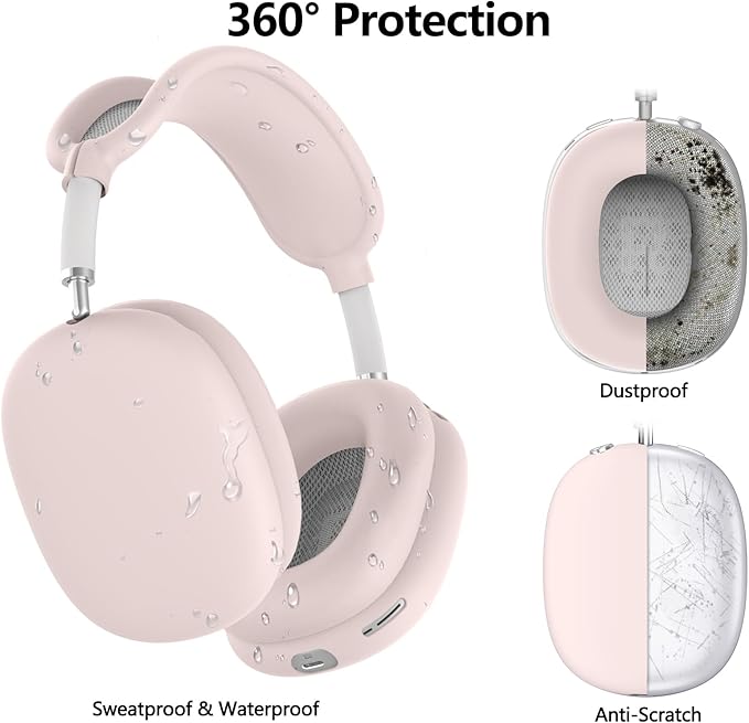 Silicone Case Cover for AirPods Max, Ear Pad Case Cover/Ear Cups Cover/Headband Cover for AirPods Max Headphones, Accessories Soft Silicone Protector for Apple AirPods Max New USB-C (2024) (Ivory)