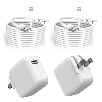 2Pack iPad Charger, 10FT Fast Charger iPad Cord with 12W USB Wall Charger