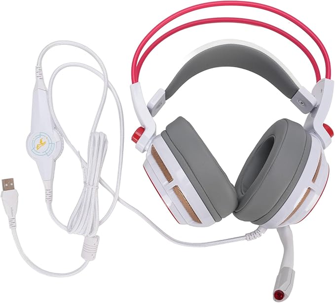 Gaming Headset, 7.1 Surround Sound USB Headphones, Noise Cancelling Mic and Adaptive Headband for PC P S5 P S4 Switch