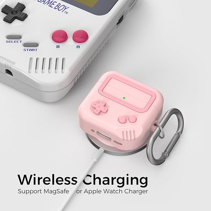 AirPods 4 Case, Silicone Game Design 2024 Case for Apple AirPods 4 Generation with Active Noise Cancellation, Cute Case Cover for AirPod 4 Gen for Women/Men (Pink)