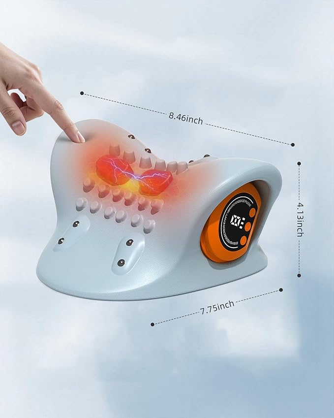 Neck Massager 2025 - New Upgrade 3 in 1 Portable Massager with Heat, Pulse & Vibration - Ergonomic Design, Electric Neck and Shoulder Massager for Relaxation at Home,Office,Trave (Gray)