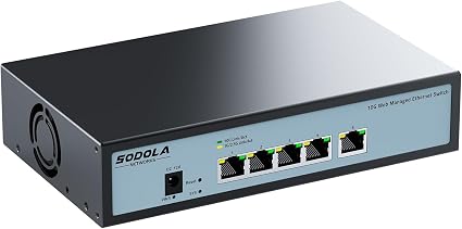 SODOLA 5 Port 10G Easy Web Managed Switch,5X 10GBase-T Ports