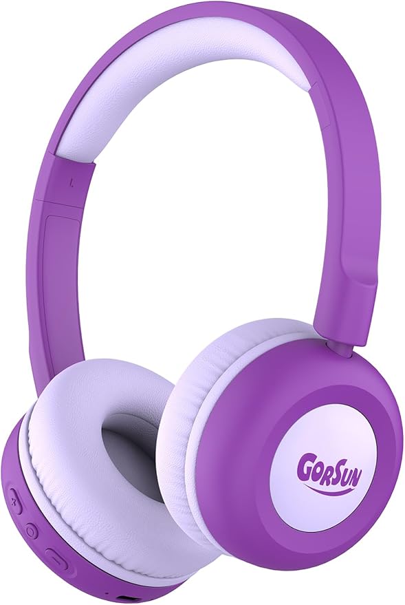 gorsun Kids Bluetooth Headphones,Toddler Headphones with Microphone,85dB Volume Limited,Bluetooth 5.3 Twistable Lightweight Kids Wireless Earphones for Boy Girl Tablet Travel School