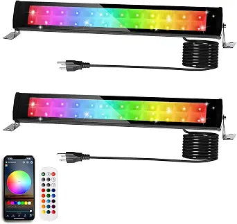 2 Pack 50W 2.4G Remote Control RGB Wall Washer Light, RGB Light bar with Remote Control & APP Control, for Birthday Party, Garden Lighting, Wall Display, Hotel, Building, Commercial Lighting