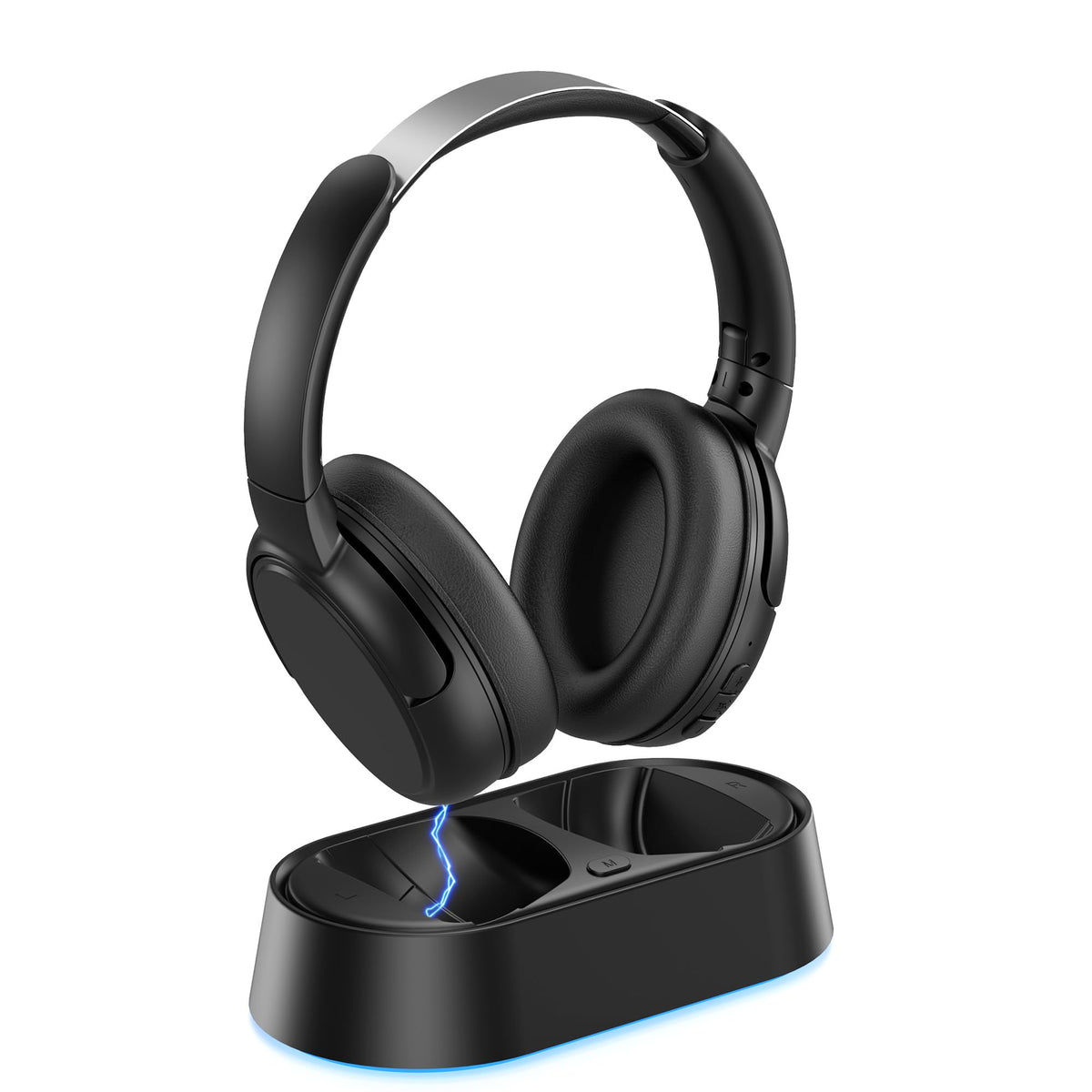 Swiitech Wireless Headphones for TV Watching with Charging Dock, 45H Playtime, Bluetooth 5.3, Clear Voice, No Audio Delay, Plug & Play Over-Ear Headset for Seniors