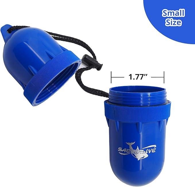 Cylinder Dry Box with Lanyard - Waterproof Container, Watertight Key Pouch Holder - For Snorkeling, Boat, Kayak, Diving, and Water Activities (Green, Small)