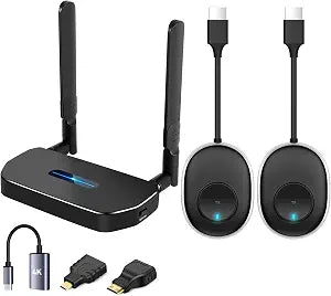 Wireless Hdmi Transmitter and Receiver 4k Kit.One Receiver and Two Transmitter Packages,Switch at Will,Matching Distance 50M VGA Dual Screen Casting Video Audio from PC/Laptop/TikTok to Monitor