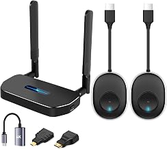 Wireless Hdmi Transmitter and Receiver 4k Kit.One Receiver and Two Transmitter Packages,Switch at Will,Matching Distance 50M VGA Dual Screen Casting Video Audio from PC/Laptop/TikTok to Monitor - Image 1