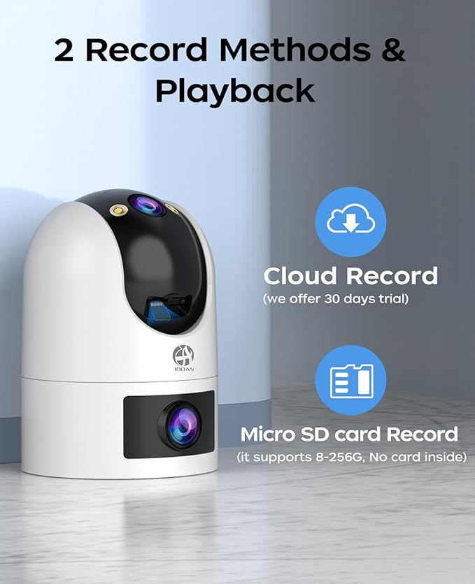 JOOAN 5G 2.4G Dual WiFi Security Camera Outdoor 2K Dual Lens Home Surveillance IP Cam 360° PTZ 2 Way Audio IP66 Waterproof Motion Detection Alert Color Night Cloud/Card Record