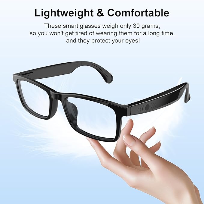 Smart Glasses for Men & Women, IPX5 Waterproof & Voice Assistant, Audio Glasses with Extra Polarized Lenses & Open-Ear Speaker, Anti-Blue Light Bluetooth Glasses for Driving, Travel & Working