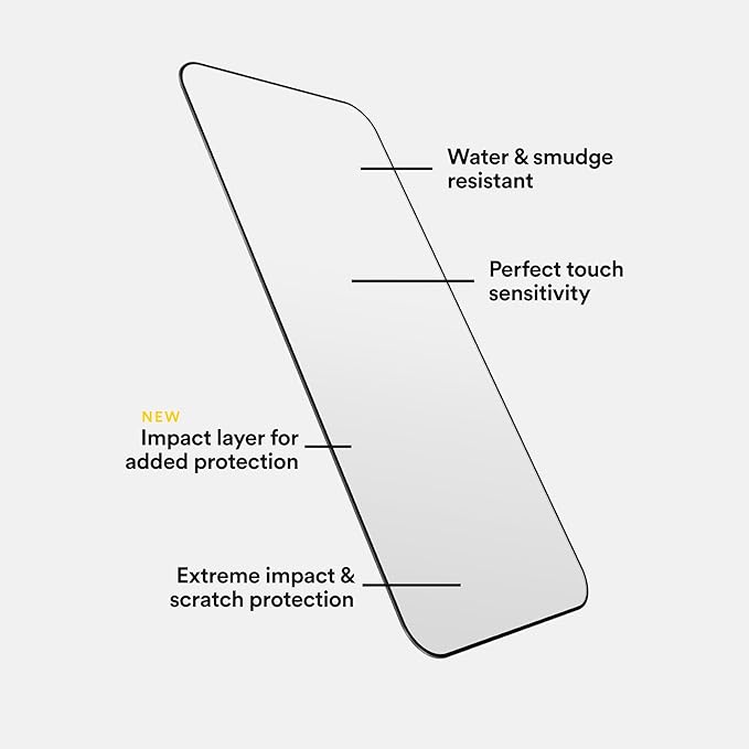 BodyGuardz Pure 3 Glass Compatible with iPhone 17 and iPhone 16 Devices - Durable Anti-Glare Tempered Glass, Easy Install, Edge-to-Edge, Case-Friendly - Black Border (for iPhone 17-6.3 inch)