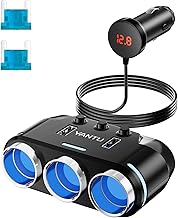YANTU Cigarette Lighter Adapter & Splitter,150W 3-Sockets & LED Ambient Lighting, Dual USB Fast Charging Car Outlet 12V, Car Cigarette Lighter Socket Plug Extension for Vehicles - Image 1