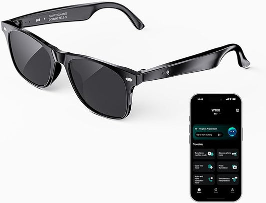 AI Smart Glasses for Women and Men, Bluetooth Translation Glasses with Chat GPT and 164 Languages, Sunglasses with Polarized Lens, Music Playback & Hands-Free Calls, UV & Blue Light Protection