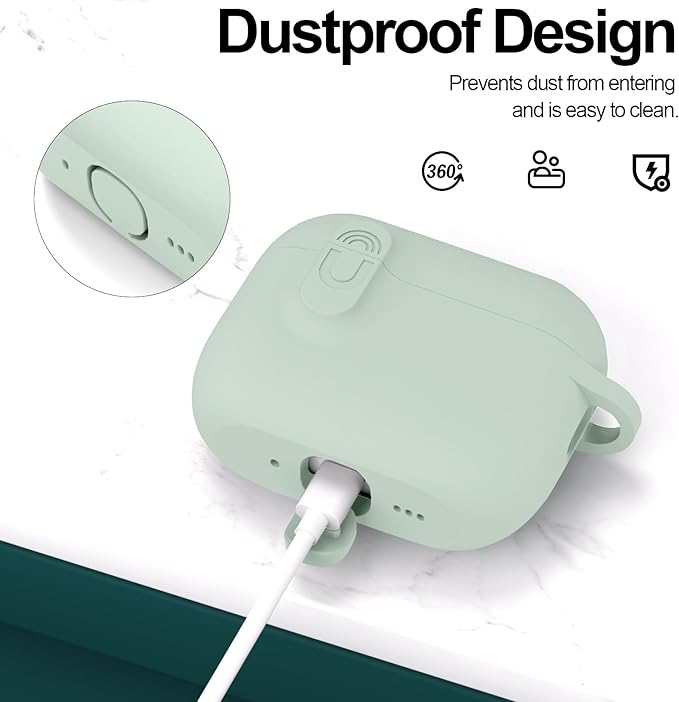ATUAT for AirPods Pro 3 Case with Magnetic Lid Lock, Protective Soft Silicone Cover with Keychain Cleaner Kit for Women Men for Apple AirPods Pro 3rd Generation(2025), Front LED Visible, Fog
