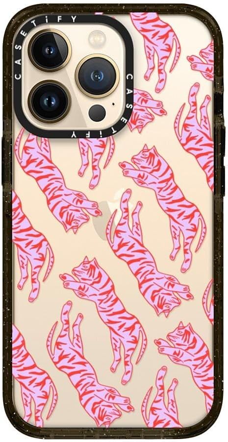 CASETiFY Impact iPhone 13 Pro Case [6.6ft Drop Protection] - Tigers by Grace Owen - Clear Black