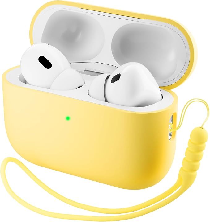 ORNARTO Compatible with AirPods Pro 3 Case 2025, Full Protective Hybrid Silicone for AirPods Pro 3rd Generation Case, Front LED Visible Skin Cover-Buttercream Yellow