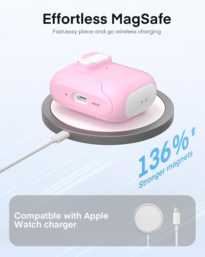 Maxjoy for AirPods Pro 3 Protective Case with Cleaning Kit, Military Hard Case with Lock Shock-Absorbing, White Pink