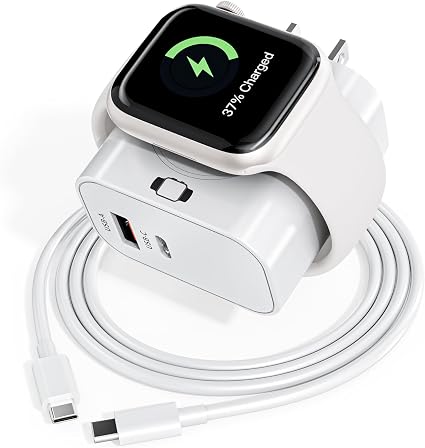 3-in-1 Charging Blocks for Apple Watch,23W Dual Port Compact Charger Block