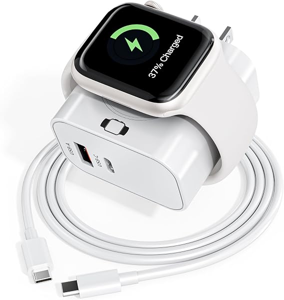 3-in-1 Charging Blocks for Apple Watch,23W Dual Port Compact Charger Block