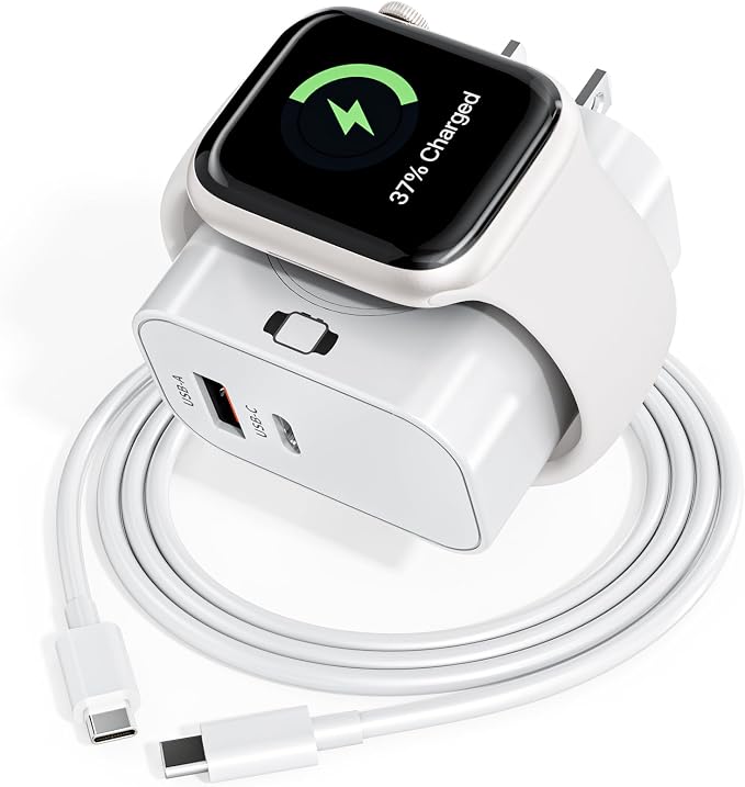 3-in-1 Charging Blocks for Apple Watch,23W Dual Port Compact Charger Block