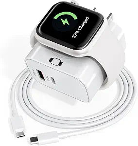 3-in-1 Charging Blocks for Apple Watch,23W Dual Port Compact Charger Block