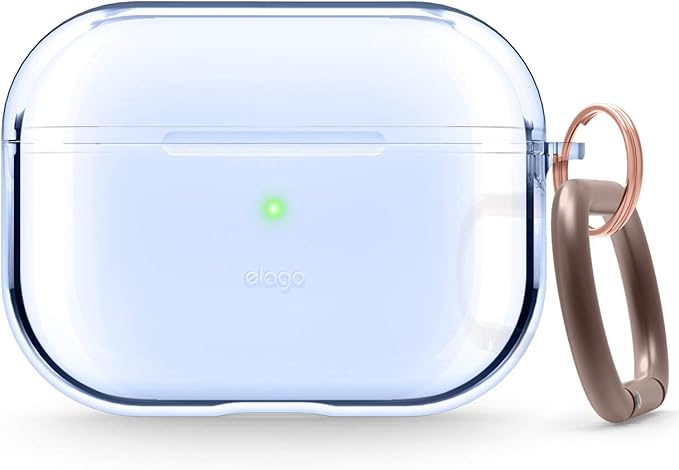 elago Compatible with AirPods Pro Case Clear - High Rating, TPU Transparent Shockproof, Protective Case Cover with Keychain, Gel Tape Included, Wireless Charging [Aqua Blue]