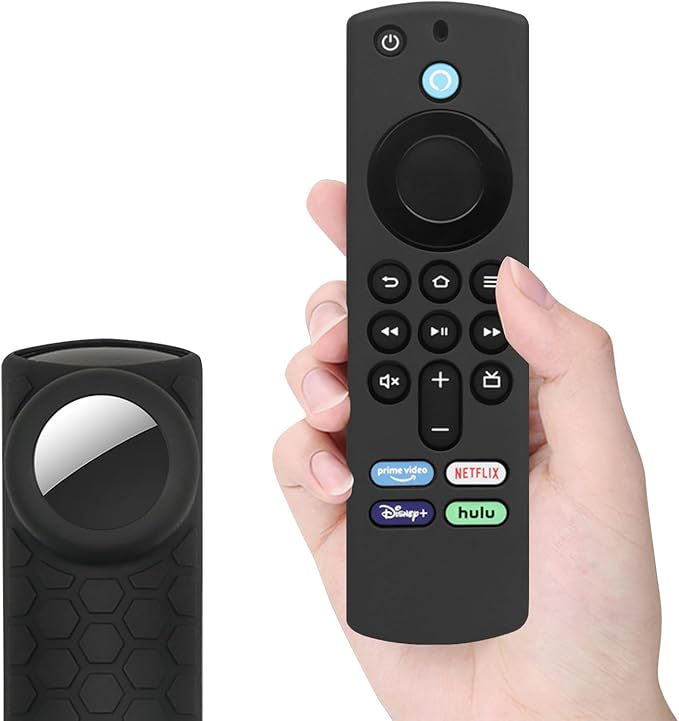 SaharaCase Remote Silicone Case Compatible with Amazon Fire TV Stick 4K and Compatible with Apple AirTag (3rd Generation) Lightweight Anti Slip Shockproof Silicone Cover (Black)