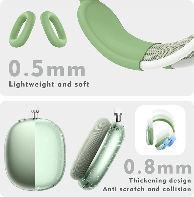 for AirPods Max case Cover,Anti-Scratch Ear Pad Case Cover/Ear Cups Cover/Headband Cover for AirPods Max. Clear Soft TPU and Silicone,Skin Scratch Proof.