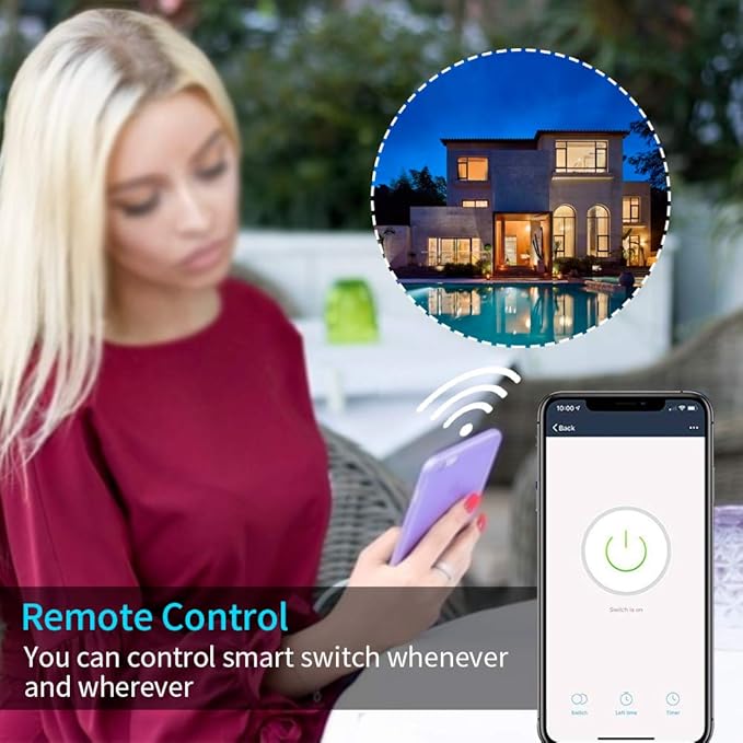 Smart Light Switch, Compatible with Alexa, Google Home IFTTT, App and Voice Control, Timing Function, No Hub Required, Suitable for 2/3/4 Box, Neutral Wire Needs MICMI, 2 Gang 2 Pack