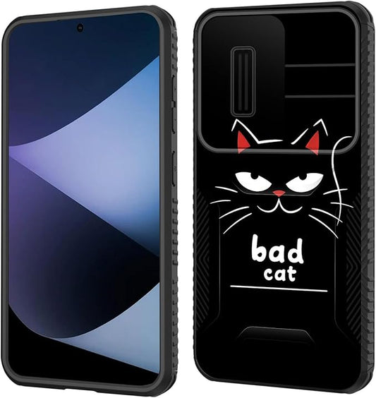 for Galaxy S24 Plus Case Built in Slide Camera Lens Cover,Heavy Duty Shockproof Protection Dual Layer Case for Samsung Galaxy S24 Plus (6.7") 2024,Funny Cat