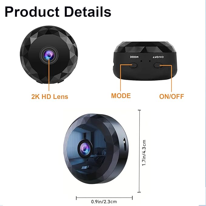 Hidden Camera - 2K WiFi Mini Wireless Security Camera, Perfect for Indoor and Outdoor Security and Pet/Baby Monitoring
